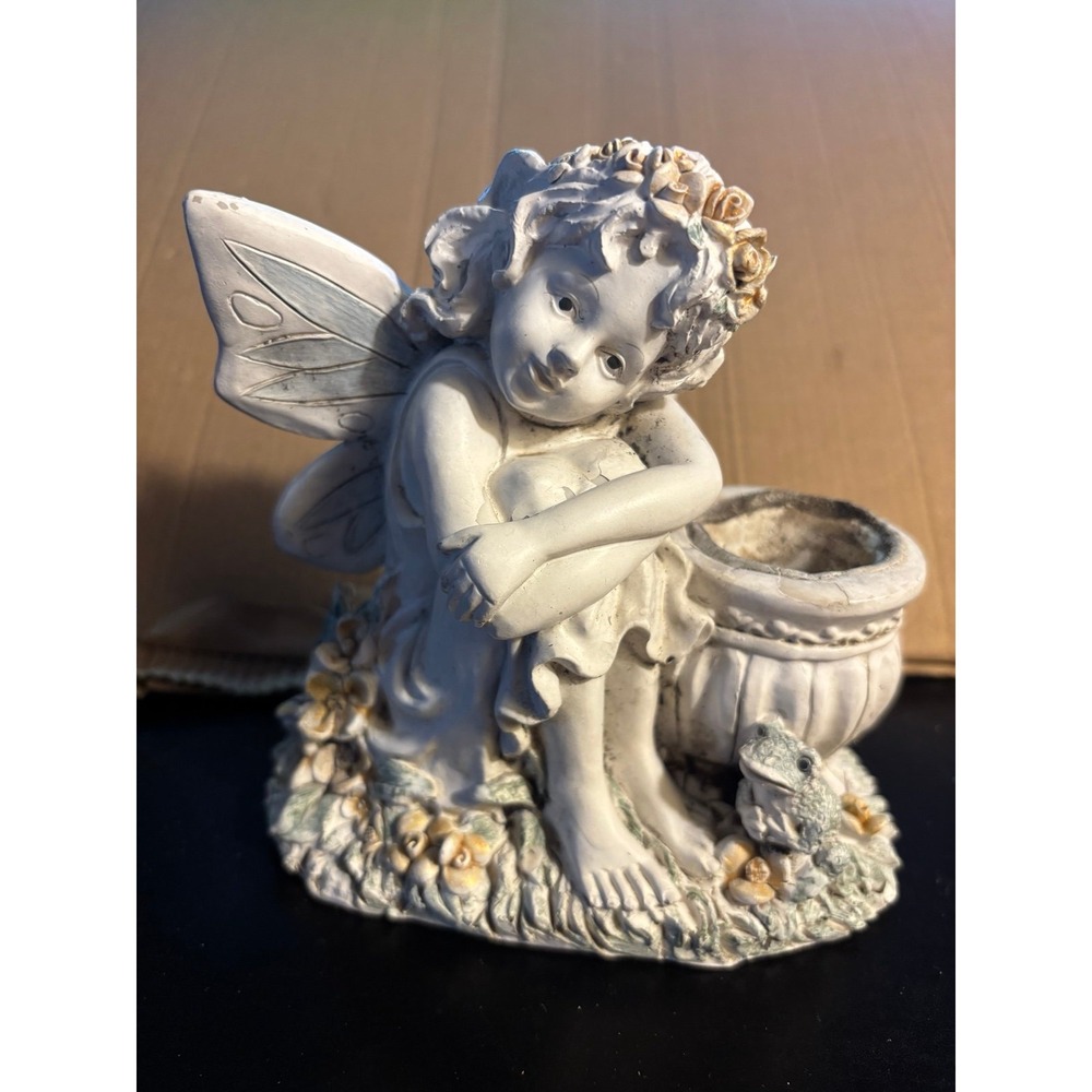 Beautiful & Unique Fairy And Frog Candle Holder Figurine  Excellent Condition